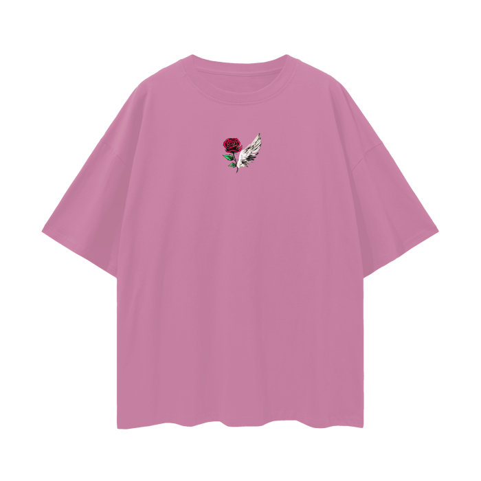 ROSE & WINGS - Oversize Deep Drop Shoulder Tee