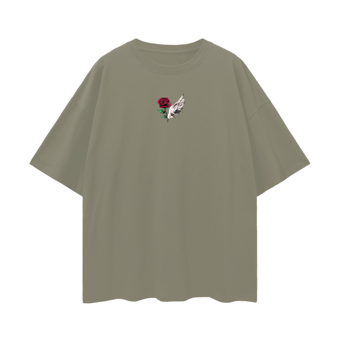 ROSE & WINGS - Oversize Deep Drop Shoulder Tee