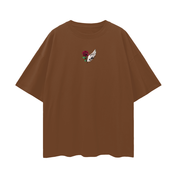 ROSE & WINGS - Oversize Deep Drop Shoulder Tee