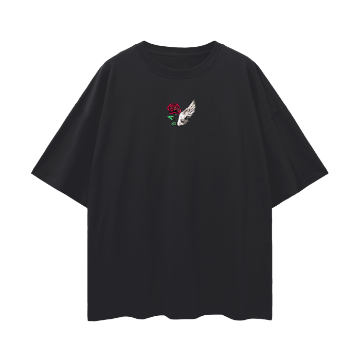 ROSE & WINGS - Oversize Deep Drop Shoulder Tee