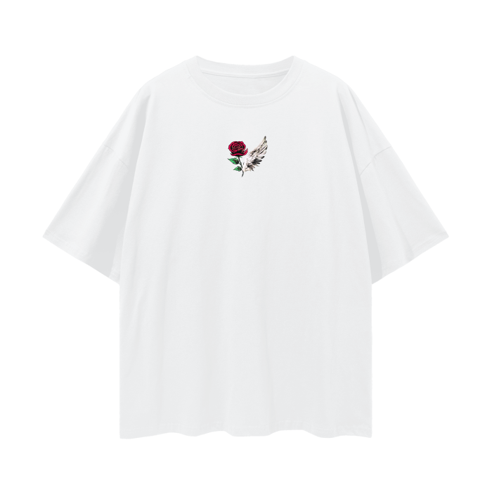 ROSE & WINGS - Oversize Deep Drop Shoulder Tee