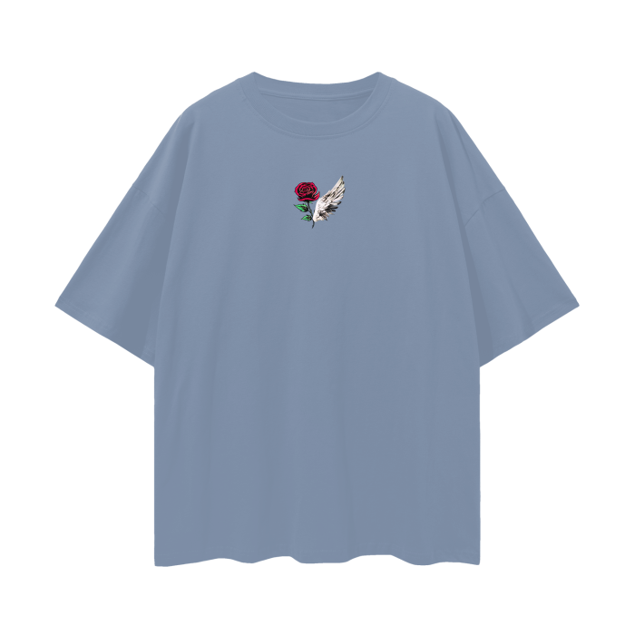 ROSE & WINGS - Oversize Deep Drop Shoulder Tee