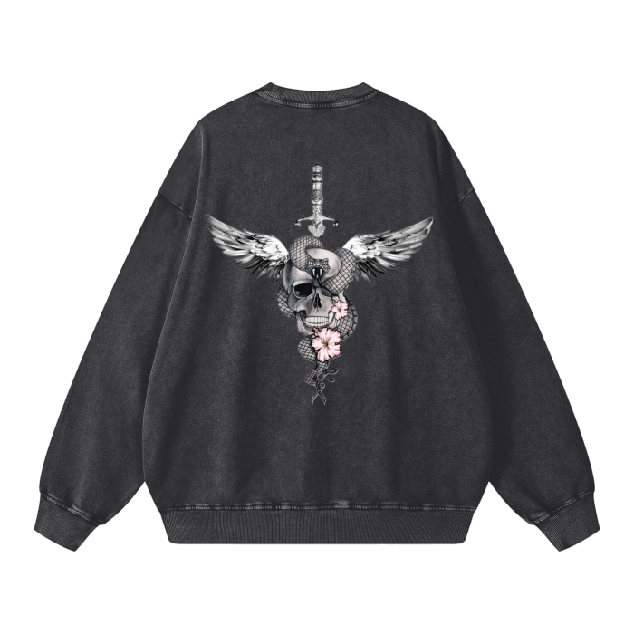 MINI MURDERIN Acid Wash Oversize Sweatshirt