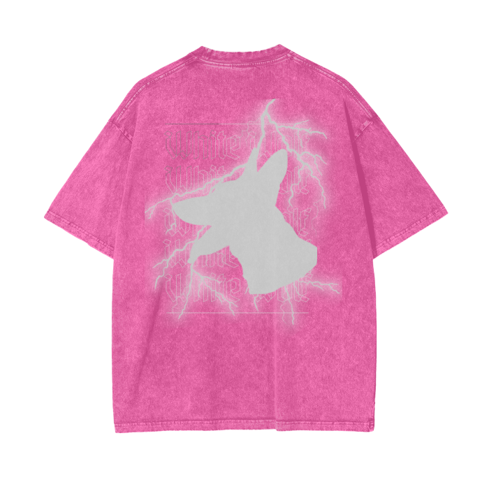 "LIGHTNING WOLF" Acid Wash Oversize T-Shirt