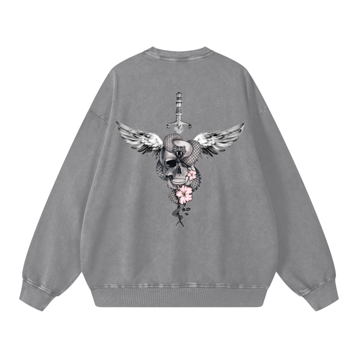 MINI MURDERIN Acid Wash Oversize Sweatshirt