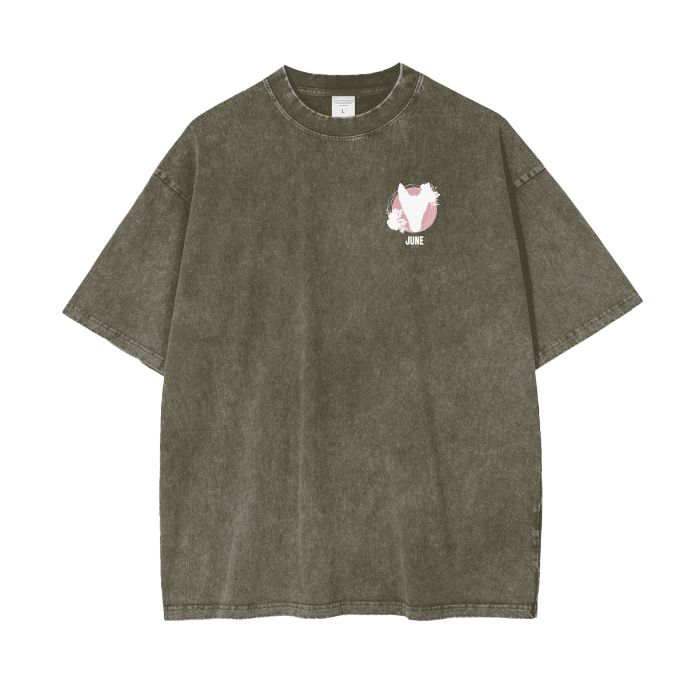 WHITE WOLF - Acid Wash Oversize T-Shirt