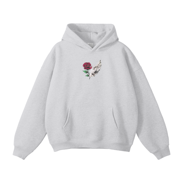 ROSE & WINGS - Oversized Fleece Hoodie (gray)