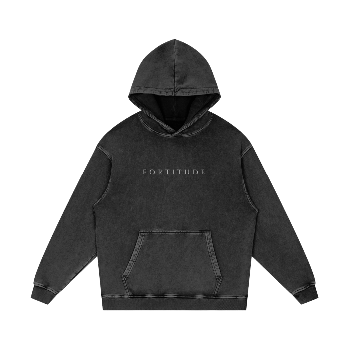 "FORTITUDE" Acid Wash Oversize Hoodie