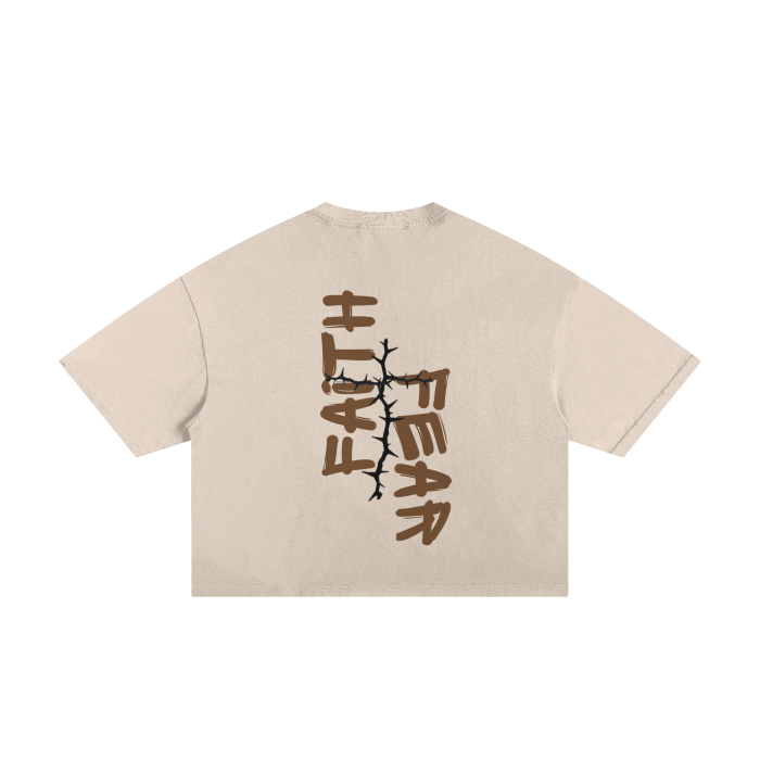 FAITH OVER FEAR - Classic Frayed Boxy Tee