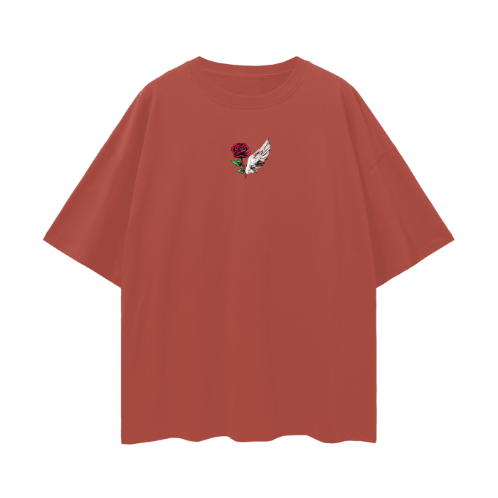 ROSE & WINGS - Oversize Deep Drop Shoulder Tee