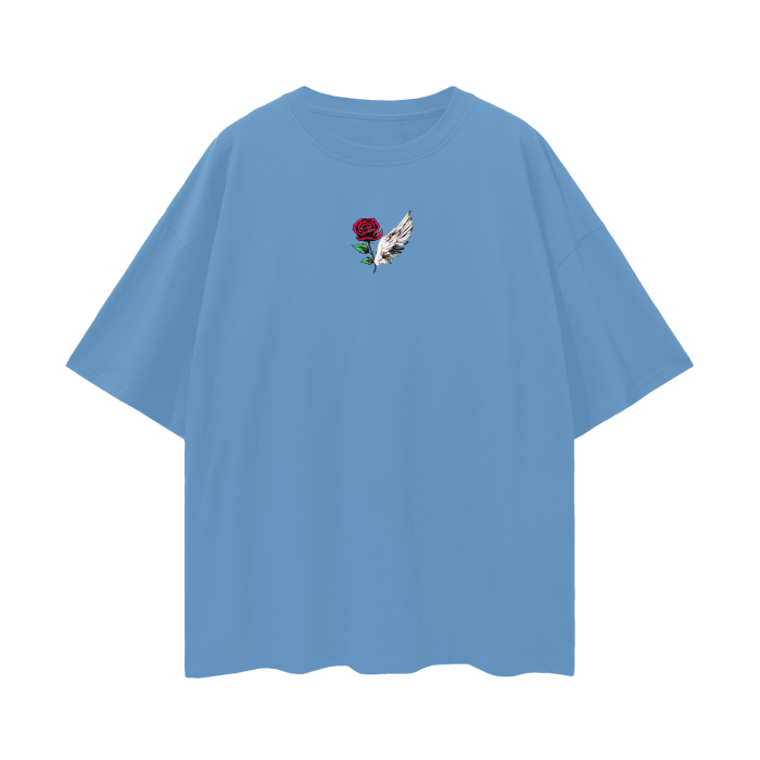 ROSE & WINGS - Oversize Deep Drop Shoulder Tee